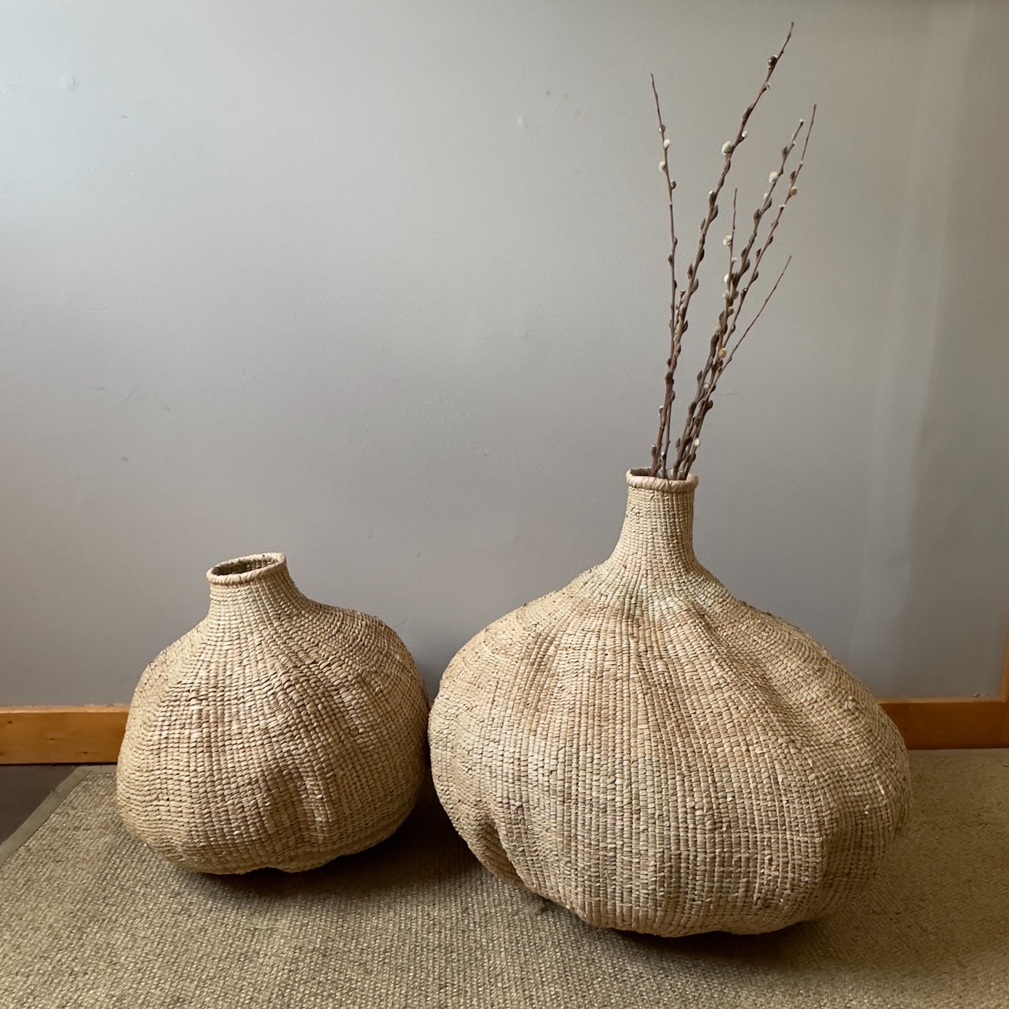 Garlic Tonga Sculptural Basket – Handwoven Artisan Decor